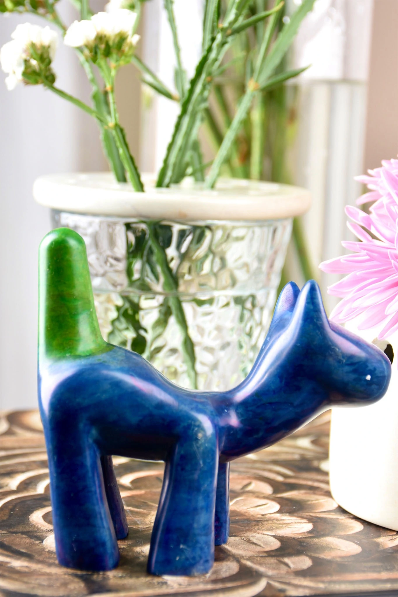 Hand Carved Kenyan Soapstone Cat Figurine - Hand carved Soapstone